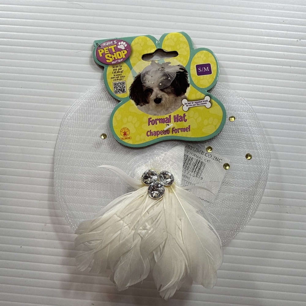 Formal Hat White Flapper Fancy Dress Up Halloween Dog Cat Pet Costume S/M